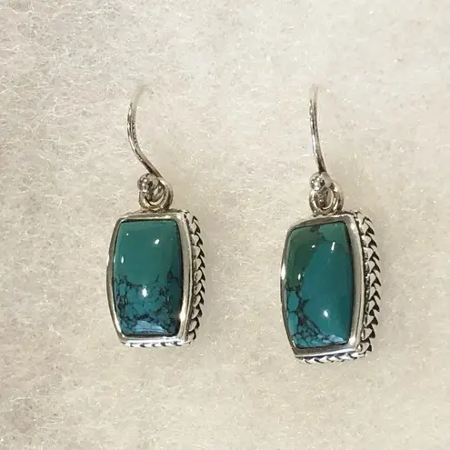 Sterling Silver BARSE Turquoise Rope Braid Framed Drop Earrings NWT