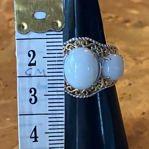 Natural Jade Ring Size 6 Silver