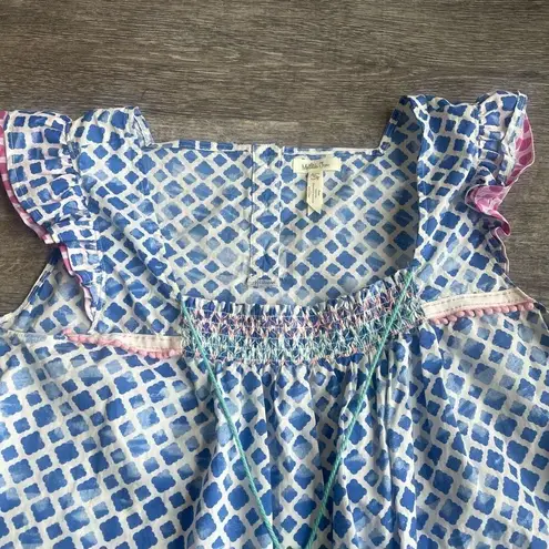 Matilda Jane Smocked Geometric Flutter Sleeve Top Size XL Cotton Summer