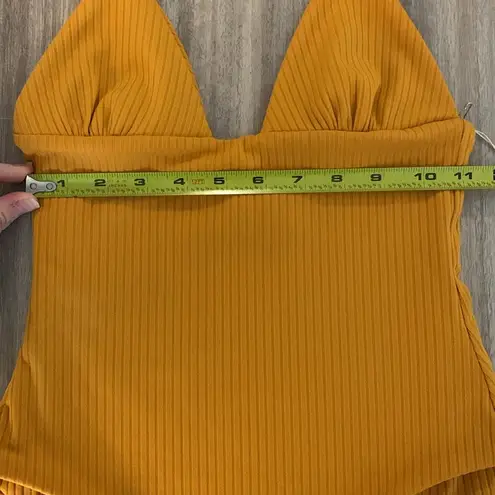 Mara Hoffman New Virginia Ribbed One Piece Swimsuit Mustard Yellow Size XS