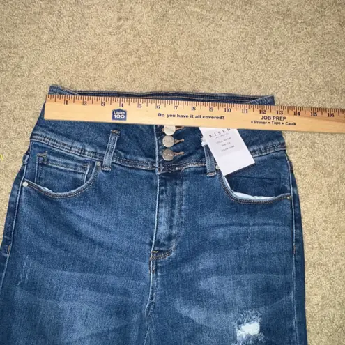 Risen LA Jeans triple button fly straight jeans 7/28 Distressed Wide Leg Blue