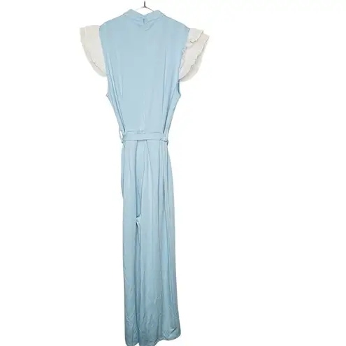 AREA STARS Light Blue Ruffle Sleeve V