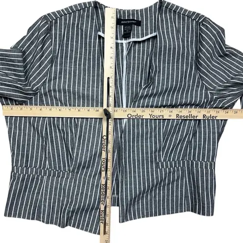 Ashley Stewart Women's Pinstripe Blazer & Pants Gray Size 22 Linen Blend