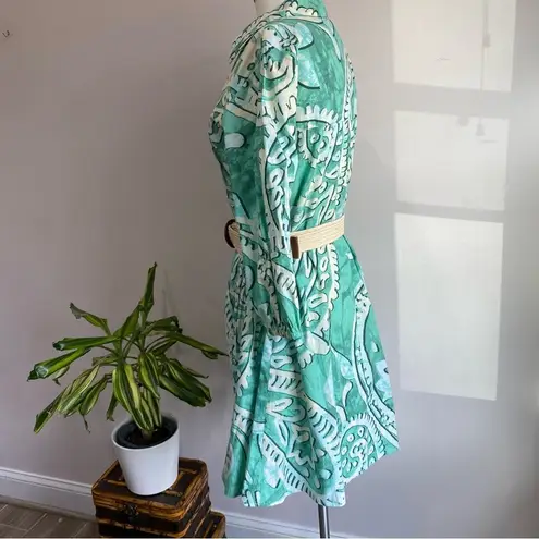 River Island Paisley belted shirt dress in green