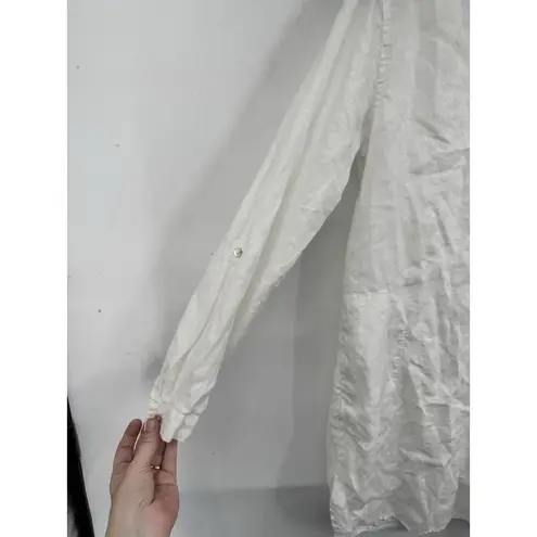 C&C California 100% Linen Roll Tab Sleeve Dress Women XS Ivory Beach Minimalist