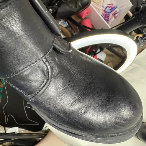 Mark Jenkins Black Chunky Leather Combat Buckle Boots Sz 10