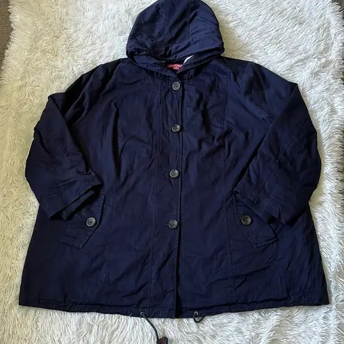 Woman Within  Women’s Sherpa-Lined Hooded Parka Jacket in Navy size 26W