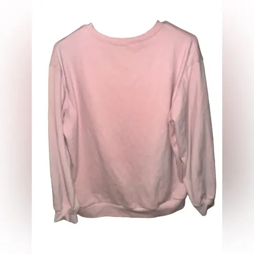 Merry & Bright Christmas Pink Velour Sweatshirt Size M