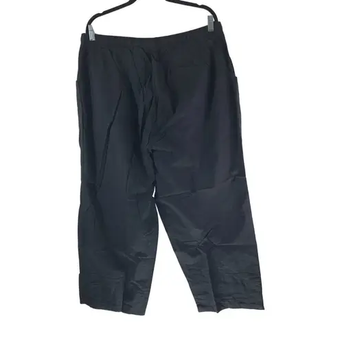 Woman Within Pants Elastic Waist Lightweight Cotton Natural Fit Black 24W