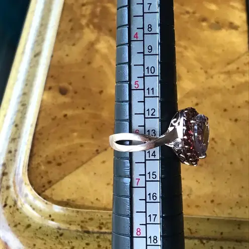 Rose De France Amethyst Red Garnet Sterling Silver Heart Ring Size 6