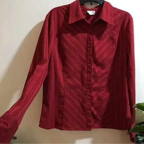 East 5th Deep cherry red metallic Button down