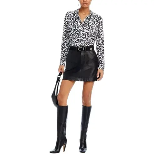 Rails Kathryn Button Up Shirt LN Black / White Heart Print Collared L/S Small