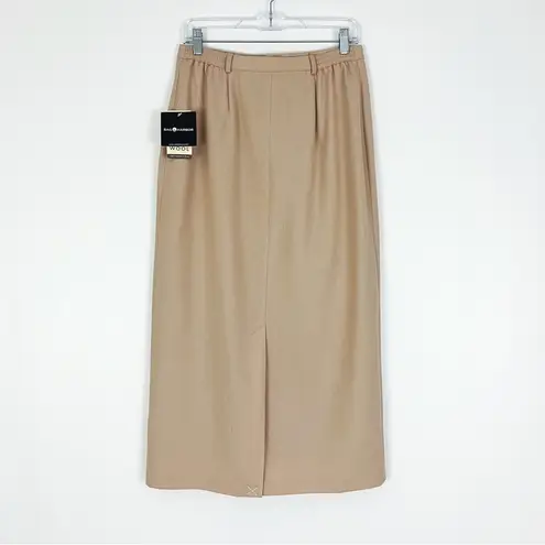 Vintage Deadstock Pure Wool Midi Skirt in Buff | Size M Tan Size M