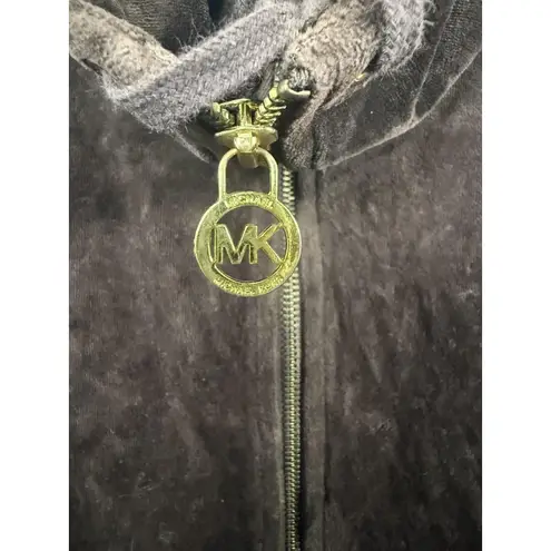 Michael Kors Hoodie Womens 3X Brown Velour Full Zip Gold MK Logo Sweatshirt Size undefined