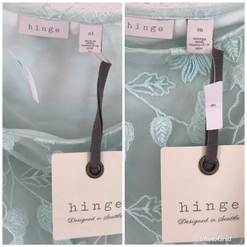 Hinge Lace Mesh Cold Shoulder Tank Top Spaghetti Strap Mint Green Medium New