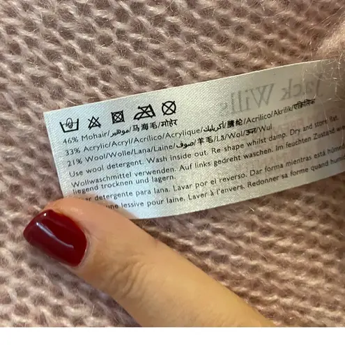 Jack Wills mohair wool blend fuzzy knit sweater crew neck soft pink womens sz 2