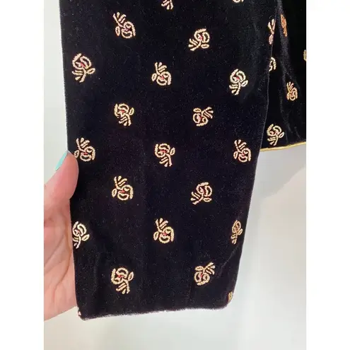 Norton Mcnaughton VTG Petite Velvet Gold Floral Toggle Evening Jacket Blazer 6