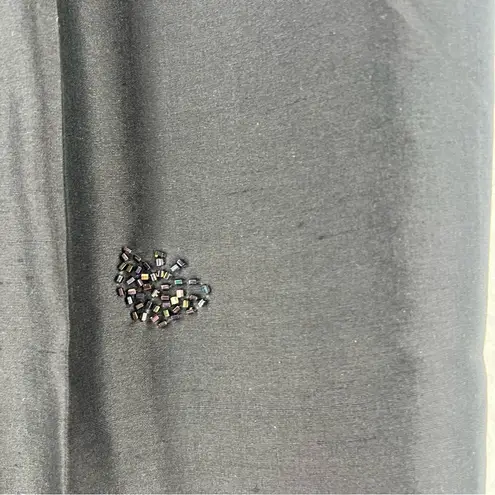 Yves Cossette Depeche Mode Silk Floral Embroidered Beaded High Rise Crop Pant Black Size 10