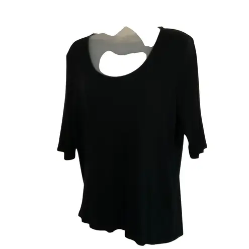 Cyrus Womens Black Ribbed Knit Scoop Neck Top Size XL Classic casual stretch