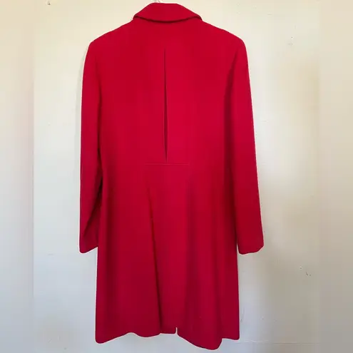 Ellen Tracy Linda Allard  Cherry Red Wool Cashmere Two Button Long Pea Coat Sz 6