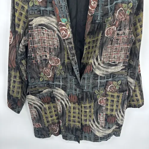 Vintage 80s Kensington Square Blazer Womens XL Black Grunge Dark Romantic