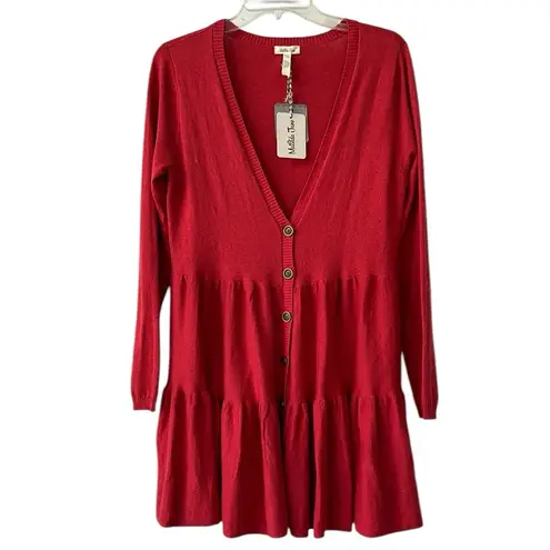 Matilda Jane Brilliant Daydream Love Me Tender Cardigan Sweater Red Small NEW