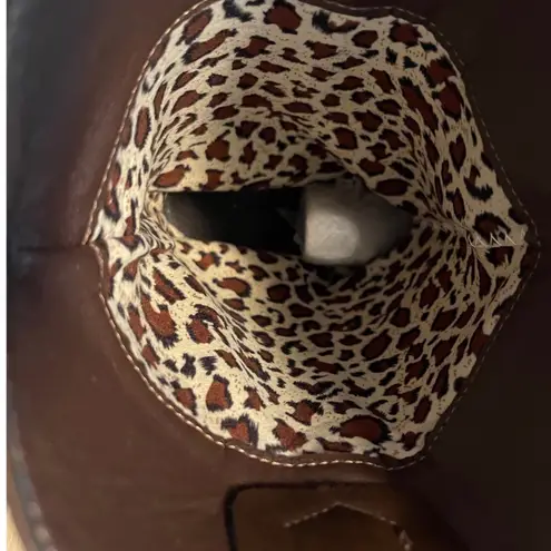 SheIn  Womens Cowboy Boots Brown Western Faux Leather Embroidered Size 7