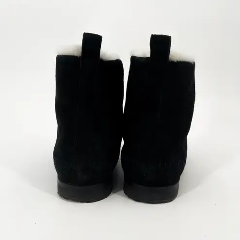 Jenni Kayne Suede Moc Shearling Fur Sherpa Ankle Boots Black 39 9