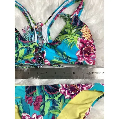 PilyQ New. floral lace up bikini set.