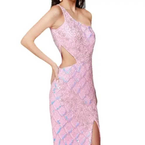 primavera couture dress Size 4 Pink Beaded Sequined Party Prom Occasion Gown