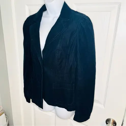 Ann Taylor  Corton Corduroy Blazer Jacket Notched Lapel Button Dark Navy Blue 6 - Image 5
