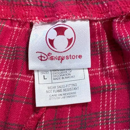 Disney Mickey Mouse Plaid Flannel Pajama Set Women's Size Large Red Sleepwear