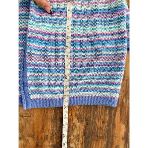 A7 Y2K VTG Appleseeds Striped Linen Cotton Blend Button Front Cardigan Sweater Pink Size M