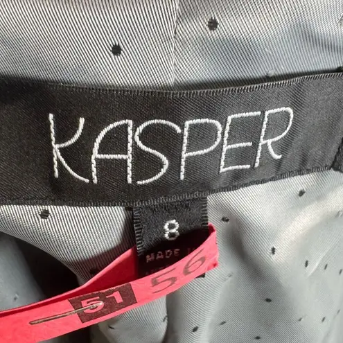 Kasper vintage denim look open stitch 2 piece blazer trouser pantsuit size 8