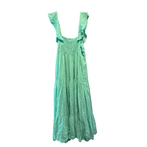 Pilcro Flutter-Sleeve Button-Front Tiered Maxi Dress Mint Green Size XL NWT