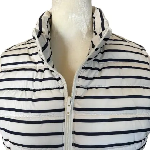 Colebrook navy blue and off white striped zip up puffer vest with pockets S