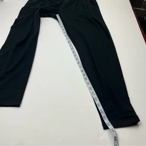 Garnet Hill Womens Size Medium Black Pull-On Pleated Pants Two Pockets Stretch