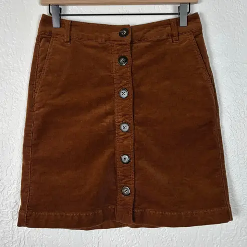 CAbi  #3755 University Corduroy Button Front Skirt Brown Size 4 - Image 1