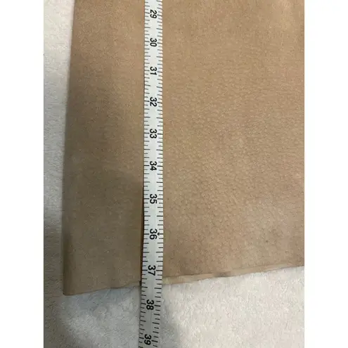 Boston Proper Tan Suede Leather Panel Midi Skirt Boho Chic Boho Cottage Size 14