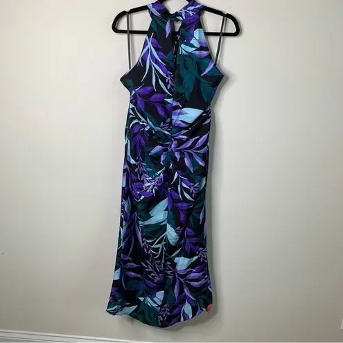 Kobi Halperin floral halter botanical silk Ruth midi dress size 12 vacation Blue