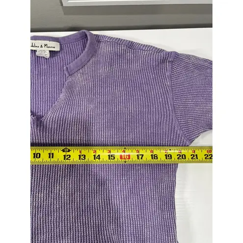 Madeline & Monroe Purple Waffle Knit Cropped V Neck Long Sleeve Top Size M Size M