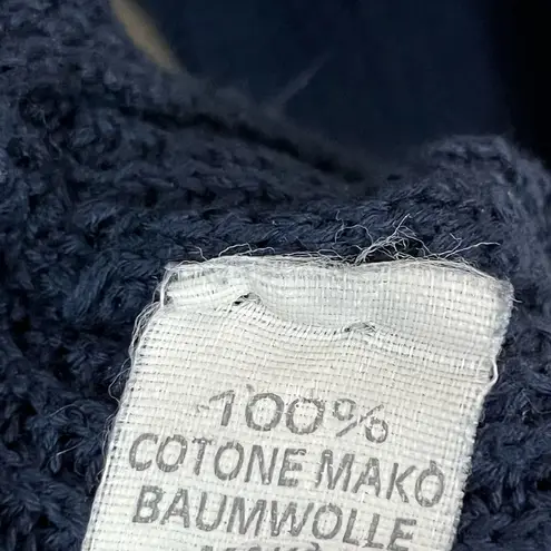 Luisa Lorenzi Navy Blue Cotton Cropped Button Front Cardigan S/ M