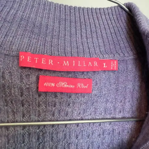 Peter Millar Women's Zip Front Cable Knit Merino Wool Sweater Jacket Cardigan L