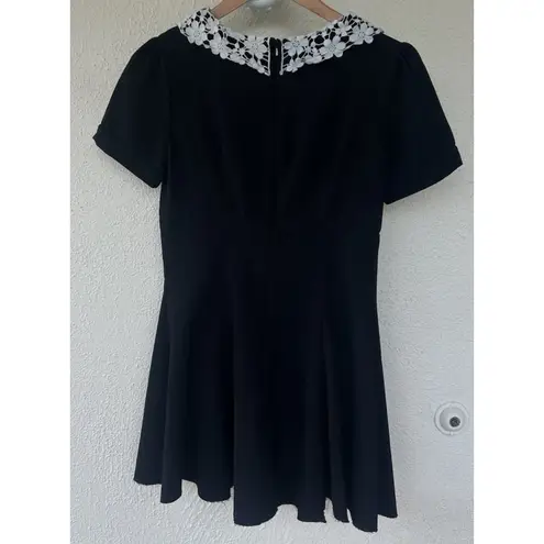 Hell Bunny Black Peter Pan Collar Dress Floral Lace Goth Wednesday Dark Academia