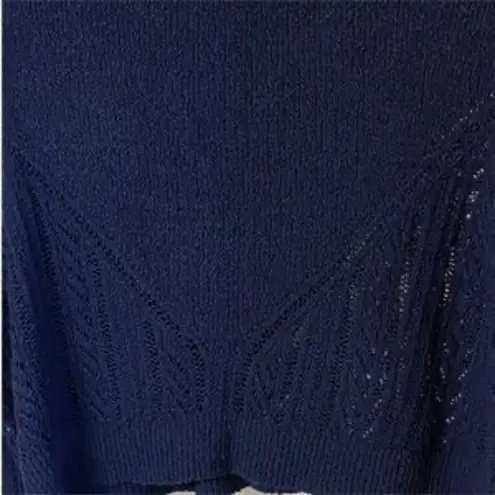 BCBGMAXAZRIA Crochet Crewneck Sweater Navy Blue Size XS