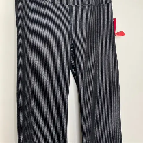 Carbon38 Black Striped Metallic Flared Shimmer Pants Size Medium New