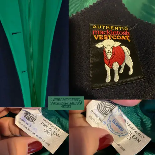 VINTAGE 1980'S AUTHENTIC MACKINTOSH BLUE & GREEN WOOL VEST COAT (M) Size M