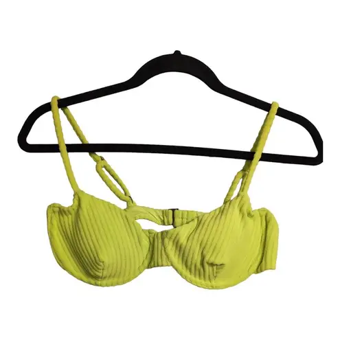 ANDIE The Bermuda Top Rib Terry Neon Lime Swimwear Bathing Suit Size S New