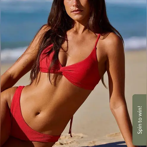 Berlook Red Twist Backless Bikini With M Top & L Bottom