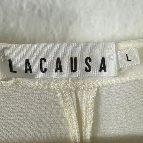 Lacausa Miro Drop Waist Dress Oatmeal Ivory Size Large Ethereal Dainty Neutral